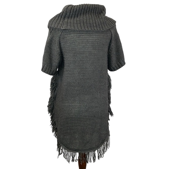 BCBG MaxAzria Cowl Neck Fringes Tunic Sweater - Picture 4 of 6